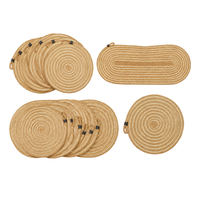 Ensemble de sets de table en jute tressé artisanal, chemin de table ovale spirale bicolore, sets de table ronds avec boucle de suspension, vente en gros