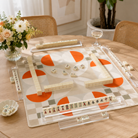 Tapis de Mahjong Géométrique Moderne de Luxe Designer 33 Pouces en Néoprène Doux Portable Antidérapant avec Dos en Caoutchouc pour Boutiques de Cadeaux et Clubs