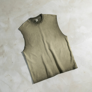 Custom Logo Casual Men's 100% Cotton Tank Top Acid Wash Quick Dry Breathable Knitted Sleeveless Wholesale - Product Image 2
