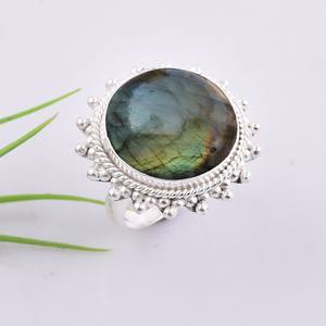 Anillo de compromiso de lujo hecho a mano con labradorita y plata de ley 925, certificado IGI, chapado en rodio, joyería con piedras preciosas - Product Image 3