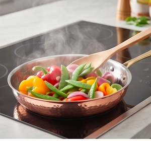 Sartén de cobre martillado con mango de aleación de aluminio, estilo vintage hecho a mano, para utensilios de cocina y uso doméstico y hotelero. - Product Image 5