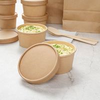 Bols à soupe imprimés jetables, bols à boissons chaudes anti-fuite, emballage alimentaire pour soupe, thé, jus, en papier kraft/blanc