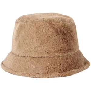 SIDDIQUI HOSINEX 2024 Sombrero de cubo de piel sintética para mujer, liso, laminado, informal, de felpa, sin costuras, teñido, cálido para invierno, con lazo y efecto rasgado - Product Image 3