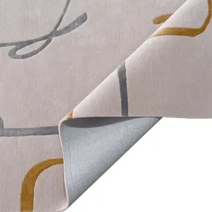 Alfombra de Diseño Geométrico Abstracto en Dorado y Gris, Diseño Moderno para Decoración de Sala de Estar - Product Image 2