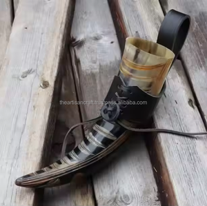 leather holder <b>black</b> <b>polished</b> drinking horn Handcrafted Medieval Accessory for Gifts & Decor by Artisan Craft - Product Image 6
