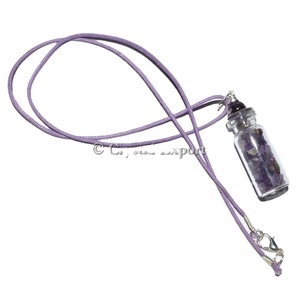 Botella de astillas de amatista con colgantes de cuentas: compra en línea colgantes de botella de piedras preciosas - Product Image 1