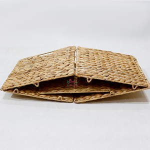 Eco-Friendly Natural Water Hyacinth Handmade Storage <b>Cube</b> Iron Frame Hole Handles Foldable Design for Closet Shelf Organization - Product Image 2
