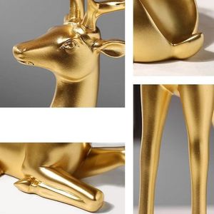 Gold Aluminium <b>Deer</b> Sculpture-<b>Painted</b> Animal Figurine Tabletop Ornament Christmas Home Decor - Product Image 3