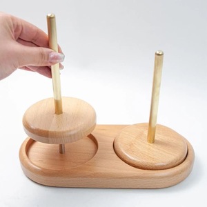 Wooden Double Yarn Holder Magnetic Rotating Yarn Ball Stand Anti Slip Knitting Crochet Rack <b>Desk</b> Organizer - Product Image 5