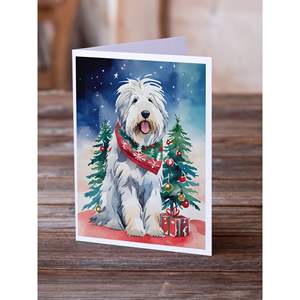 Old English Sheepdog Whimsical A7 Tarjetas de felicitación de Navidad Paquete de 8 tarjetas de notas en blanco con sobres Tamaño 5x7 - Product Image 2