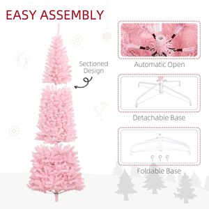 Albero di Natale Artificiale Douglas Fir Pre-Illuminato da 20 cm con 1168 Punte Realistiche Rosa, Altezza 2,13 m, Luce Calda per Decorazioni - Product Image 6