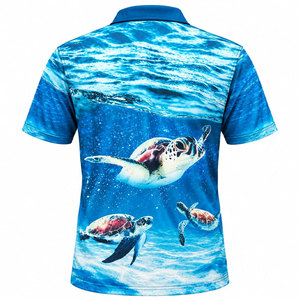 Camiseta de Pesca para Hombre, Diseño de Tortuga Marina con Estampado por Sublimación, Secado Rápido, UPF 50, Azul, Manga Corta, Ropa Deportiva para Adultos - Product Image 3
