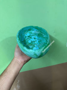 Bol ovale unique de couleur pêche entièrement personnalisé en résine mate avec des bords festonnés, écologique, pour les fêtes, la soupe, la salade, les animaux domestiques - Product Image 2