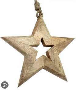 Wooden Star Handmade Hanging Ornament Eco-Friendly <b>Christmas</b> & Festival Decoration for Home Window - Product Image 5