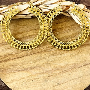 Pendientes de Aro de Diseño Moderno, Joyería Tribal de Latón para Mujer, Chapados en Oro de 18k, Geométricos, Grandes, con Diseño de Cesta Tejida, Venta al por Mayor/OEM - Product Image 3