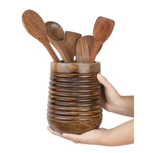 Support à ustensiles en bois fait main personnalisé, minimaliste rustique, avec rainures, pour cuisine, style ferme, organisateur de spatules, vente en gros - Product Image 6
