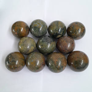 Vente en gros de pierres précieuses naturelles d'agate de mousse d'Indonésie de haute qualité, artisanat de sphère sculptée de 30mm pour cristal de guérison - Product Image 3