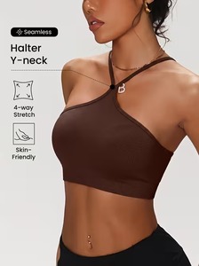 Ladies Seamless <b>Cross</b> Front Fitness Bra Wireless High Elasticity Gym Tank Compression Padded Active Wear <b>Top</b> OEM Factory - Product Image 5