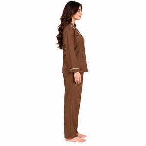 Conjunto de Pijama de Manga Larga para Mujer, Ropa de Dormir con Botones al Frente, Ropa de Casa Suave y Cómoda, Fabricante Personalizado - Product Image 4