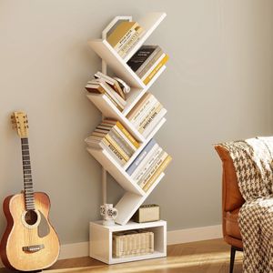 Étagère d'angle à 6 niveaux, bibliothèque étroite et haute, panneau en bois de chêne, structure en acier, organisateur sur pied peu encombrant - Product Image 1