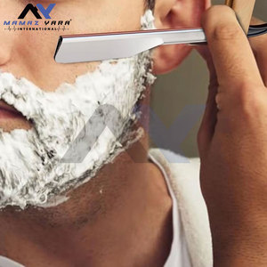 Kit de Navaja de Afeitar Recta con 10 Cuchillas de Doble Filo Reemplazables de Acero Inoxidable, Mango Curvo de Madera para el Cuidado Personal Masculino - Product Image 6