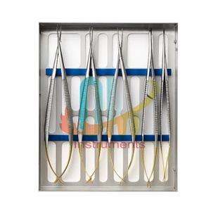 Ensemble de micro-chirurgie Castroviejo de haute qualité, 5 pièces, avec boîte de stérilisation, cassette porte-aiguilles, instruments dentaires approuvés CE - Product Image 3