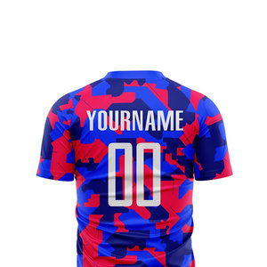 Ensemble de maillots de football personnalisés pour hommes, bleu et rouge, avec nom d'équipe et impression de joueur, débardeur sans manches, short à taille élastique, évacuation de l'humidité - Product Image 5