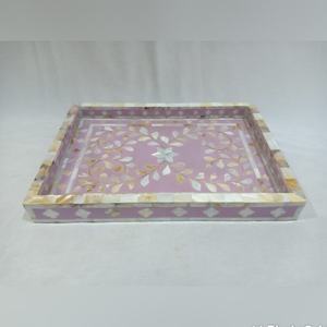 Plateau de service décoratif pour la maison, en bois d'acacia, incrusté de nacre, de style arabe, écologique, cadeaux de l'Aïd et du Ramadan, vente chaude - Product Image 5