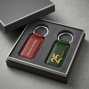 Premium <b>Leather</b> <b>Keyring</b> With Multi Colors <b>Leather</b> Keychains For Corporate Business Souvenirs - Product Image 6