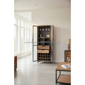 Meuble de bar moderne en bois massif à 4 tiroirs avec rangement pour la maison et l'hôtel, meuble de salon fait main Rajasthan GWE248 - Product Image 2