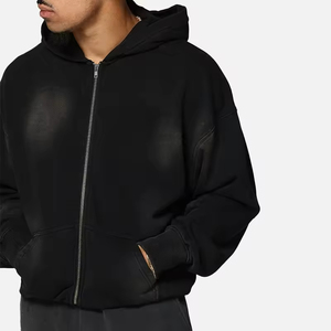 Sudadera con Capucha Negra Extra Grande para Hombre, con Cierre, Informal, de Forro Polar, 100% Algodón, Resistente al Viento, Corte Regular, para Invierno - Product Image 4
