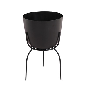Black Metal Planter <b>Stand</b> for Indoor <b>Plants</b> & Living Room Decor - Product Image 1