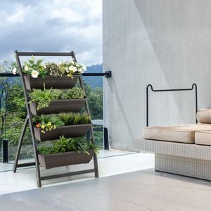 Fioriera Verticale a 4 Livelli con 4 Contenitori e Fori di Drenaggio, Vasi e Fioriere - Product Image 1
