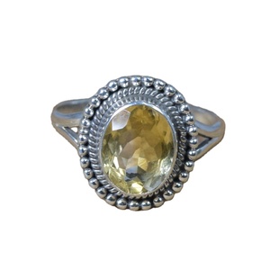 Bague en argent sterling 925 avec citrine jaune taille ovale pour femme, bijoux fins, cadeau de mariage - Product Image 1