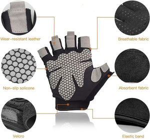 Gants de musculation et de bodybuilding en cuir respirant rouge et noir avec logo personnalisé - Durables et unisexes - Product Image 4