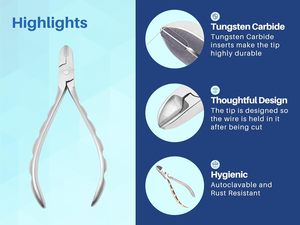 Orthodontic Dental Tool Pliers with Tungsten Carbide Inserts, Gold-Plated Handle, Autoclavable, Durable Cutting <b>Edge</b> SS - Product Image 3