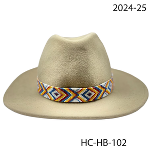 Bandeau de chapeau tissé de perles 1,25x21 pouces, avec perles de rocaille, perles en métal et en plastique, nœuds en cuir, style western cowboy, large - Product Image 6