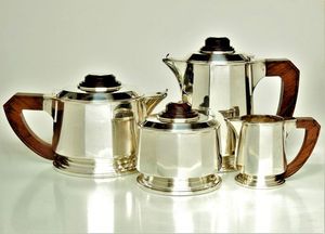 Premium tabletop decor silver finish tea <b>set</b> handcrafted metalware modern serve <b>set</b> elegant <b>beverage</b> service tea <b>serving</b> tray - Product Image 2