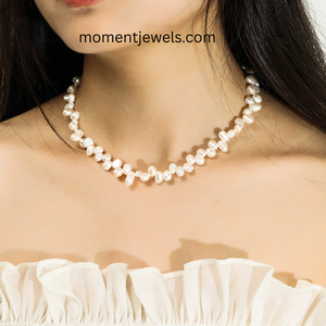 Collier en perles baroques naturelles d'eau douce blanches de qualité AAAAA, plaqué platine, avec pendentif perlé, pour mariage, fête ou cadeau - Product Image 5