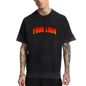 T-shirt pour homme en coton 100% surdimensionné avec impression de logo personnalisée OEM, effet délavé, anti-rides, séchage rapide, style hip-hop - Product Image 4