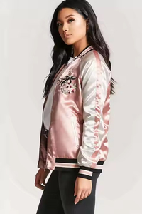 Customized Leather Bomber <b>Jacket</b> for <b>Women</b> with Sheep Skin Trim Embroidery Breathable Design-Custom Logo & Color - Product Image 5