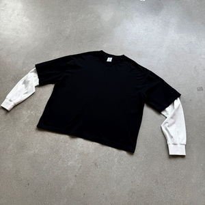 T-shirts pour hommes à manches longues 280 g/m², manches double couche, blocs de couleur, coupe ample, automne, impression DTG DTF, nouvelle arrivée - Product Image 5