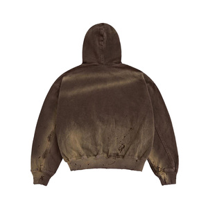 Sudadera con capucha extragrande de forro polar de 380 GSM, teñida con efecto vintage, lavada, unisex, con lavado ácido, venta al por mayor, MOQ bajo - Product Image 6