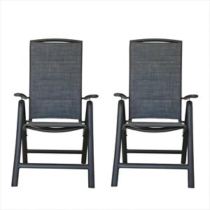 Set di 2 Sedie Pieghevoli da Patio con Telaio in Alluminio, Schienale Alto Regolabile e Telaio Reclinabile per Pranzo all'Aperto - Product Image 1