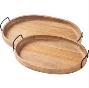 Plateau en bois de forme rectangulaire au design classique, plateau de service en bois d'acacia écologique, durable et sûr pour les mariages, les fêtes et les aliments, prix bas - Product Image 3