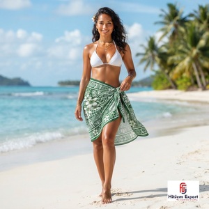 Custom Printed Short Sarong Pareo <b>Beach</b> Cover Up OEM ODM Textile Manufacturer Fashion Fabric Supplier - Product Image 3