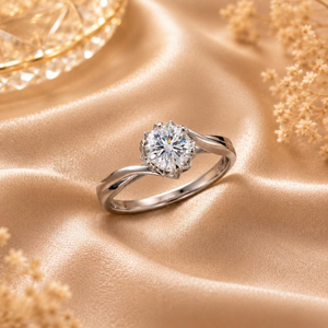 Anillo de Compromiso de Moissanita Redonda de 1 Quilate, Diseño Trenzado, Plata de Ley 925, Anillo de Promesa Nupcial para Mujer - Product Image 4