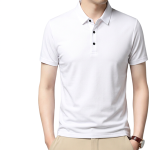 <b>Men's</b> Solid Color Short Sleeve Polo <b>Shirt</b> Knitted Casual Button Design Navy Blue Regular Fit - Product Image 2
