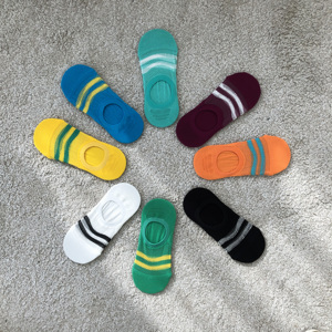 Calcetines de malla a rayas para mujer, estilo coreano, hechos de algodón peinado - Product Image 1
