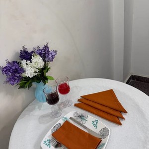 Serviette de table en coton et lin lavé, brodée sur mesure, de qualité supérieure, pour cuisine, dîner, Noël, fête, restaurant, mariage, style indien - Product Image 2